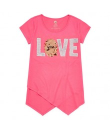 Total Girl Coral Love Flip Sequined Tee 